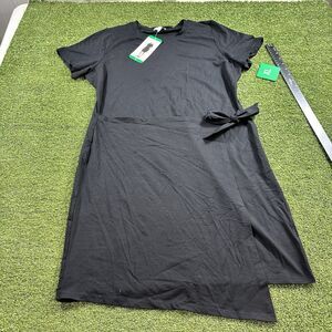 Threads 4 Thought Women's Black Wrap Tie-Waist Short Sleeve T-Shirt Dress XL